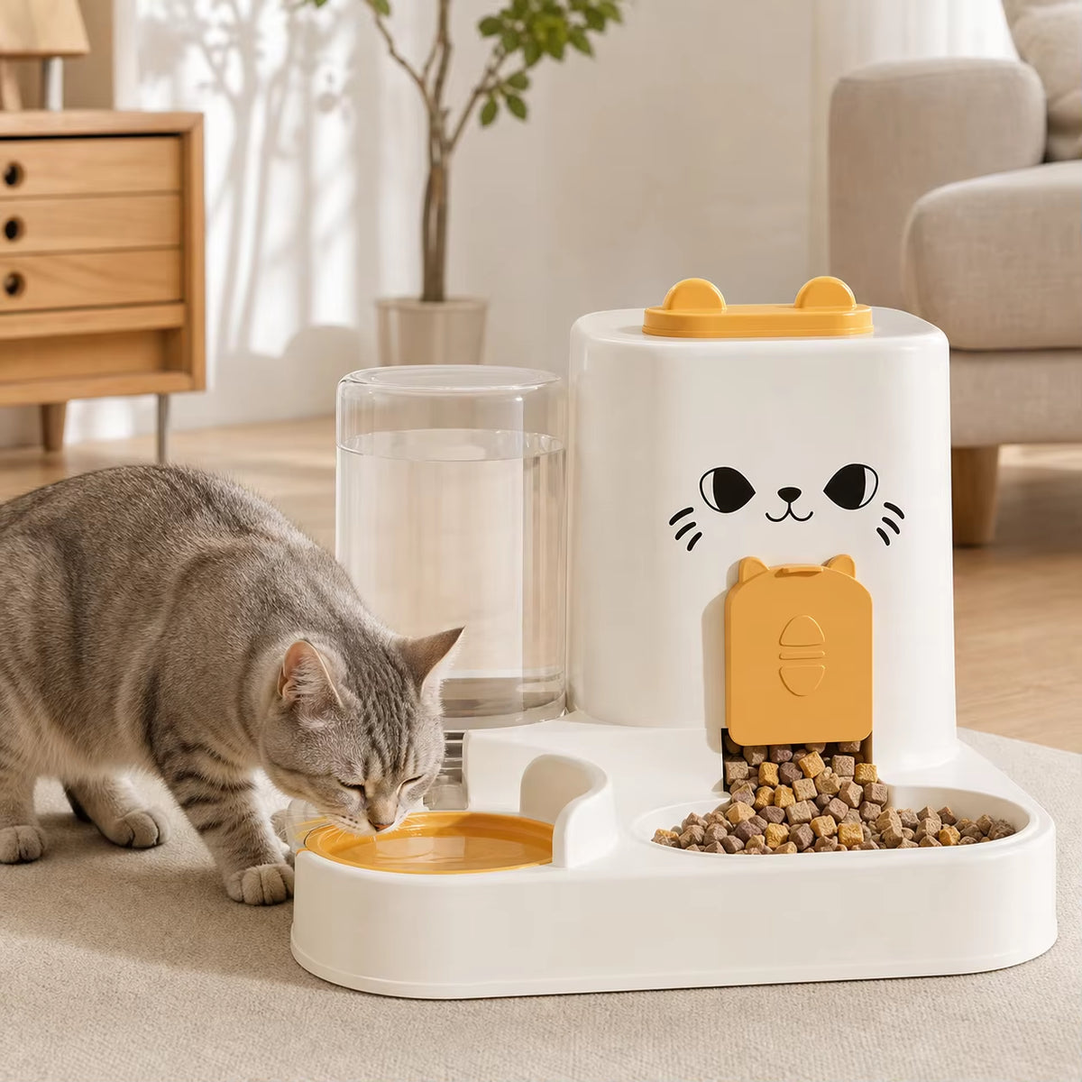 2 in 1 Cat & Dog Feeder & Water Dispenser with Dry-Wet Separation Outdoor Travel-Friendly Pet-Grade Plastic Storage Bowl