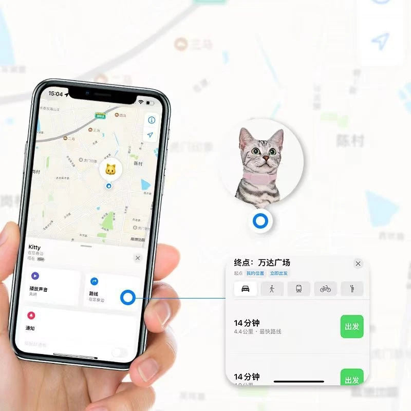 Remote Pet GPS Tracker Real-Time Tracking Movement Alert Waterproof Antilost Dog Cat Global Locator for Apple Find APP