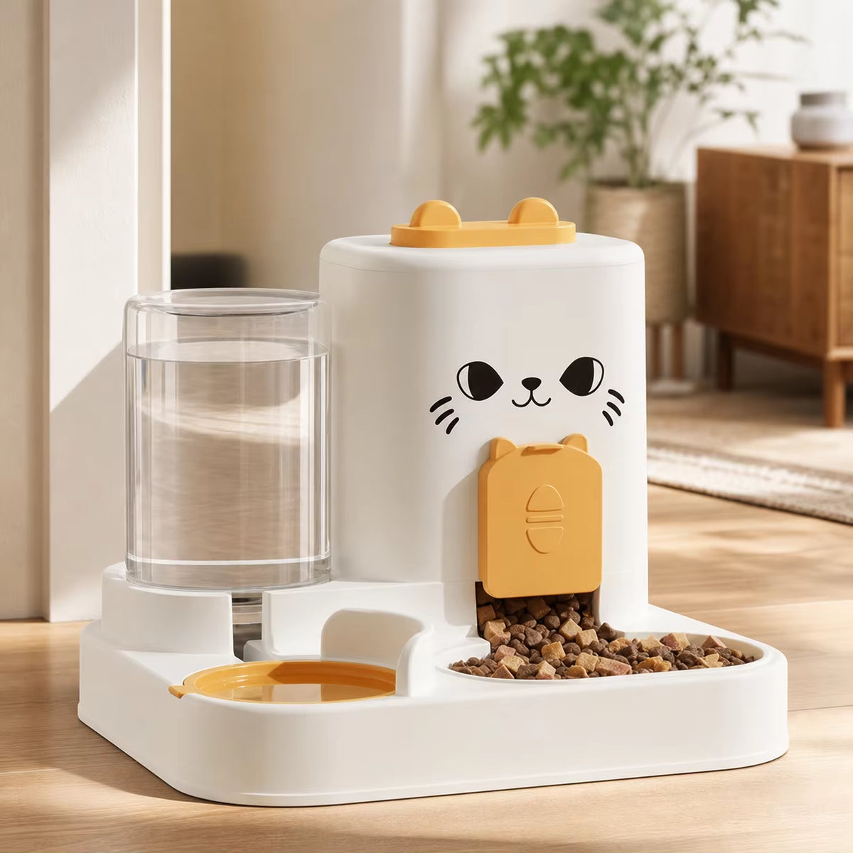 2 in 1 Cat & Dog Feeder & Water Dispenser with Dry-Wet Separation Outdoor Travel-Friendly Pet-Grade Plastic Storage Bowl